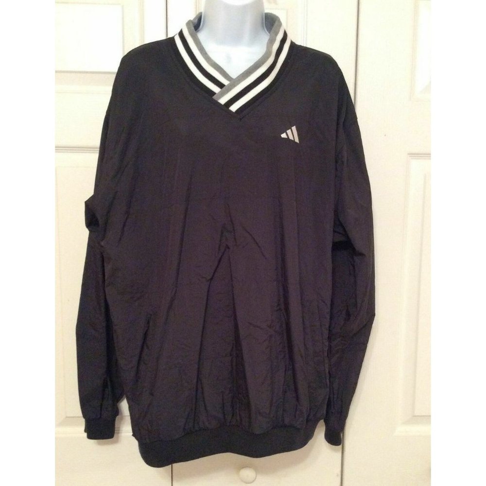 Vintage Adidas Black Windbreaker-  2 Side Zippers - Men's Size Large